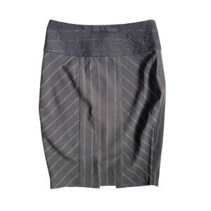 Arden B Lace Trim Pinstripe Pencil Skirt Size 6 Office Siren Corporate Baddie